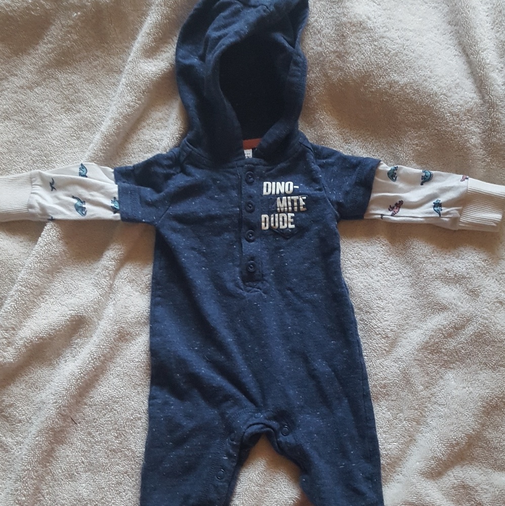 Carter's Dino-mite Dude hooded jumpsuit. 3 month
